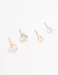 Gold Hexagon Diamante Stud Earring Pack - link has visual effect only