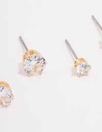 Gold Hexagon Diamante Stud Earring Pack - link has visual effect only