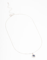 Silver Diamante Sapphire Halo Necklace - link has visual effect only