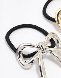 Mixed Metal Bow Hair Ties 2-Pack - link has visual effect only