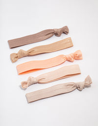 Flat Knitted Fabric Hair Ties 5-Pack - link has visual effect only