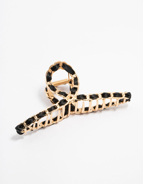 Gold Twisted Fabric Wrap Claw Clip