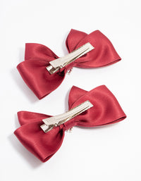 Red Fabric Bow with Diamante Heart Clip 2-Pack - link has visual effect only