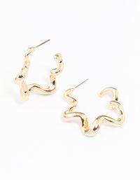 Gold Squiggle Hoop Earrings - link has visual effect only