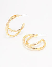 Gold Textured Cross Over Hoop Earrings - link has visual effect only