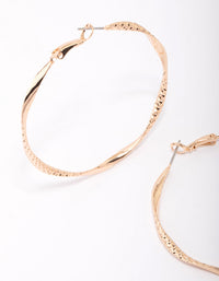 Gold Twisted Textured Hoop Earrings - link has visual effect only