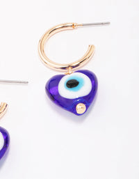 Gold Evil Eye Heart Drop Earrings - link has visual effect only