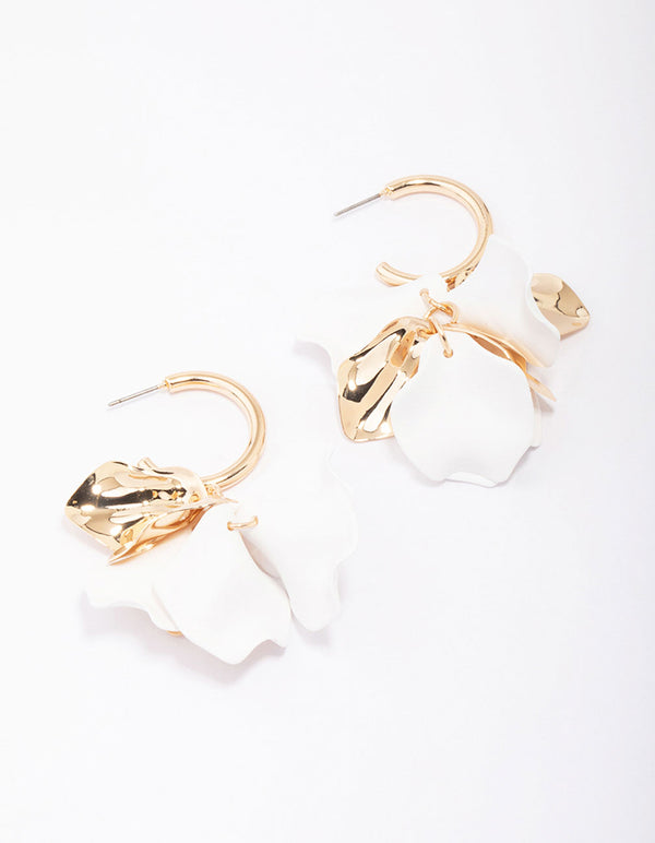 Gold Mixed Petal Drop Earrings