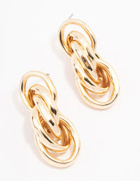 Gold Link Cluster Drop Earrings - link has visual effect only