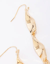 Gold Ribbon Curl Drop Earrings - link has visual effect only