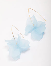 Gold Blue Frosted Flower Drop Earrings - link has visual effect only