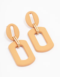 Orange Mini Ribbed Interlock Link Drop Earrings - link has visual effect only