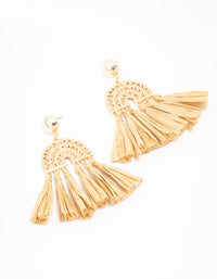 Neutral Raffia Tassel Drop Earrings - link has visual effect only