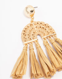 Neutral Raffia Tassel Drop Earrings - link has visual effect only