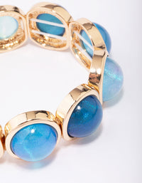 Gold Acrylic Blue Circle Stretch Bracelet - link has visual effect only