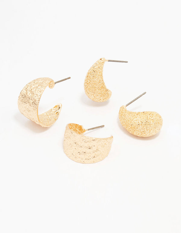 Gold Mixed Teardrop & Hoop Earring Pack