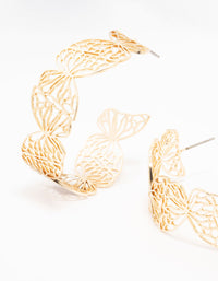 Gold Butterfly Flat Hoop Earrings - link has visual effect only