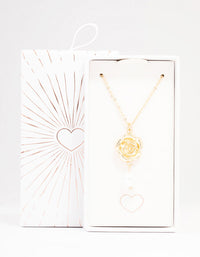 Gold Rose Pearl Pendant Necklace - link has visual effect only