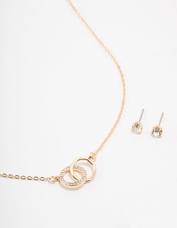 Gold Interlocking Circle Jewellery Set