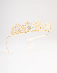 Gold Diamante Leaf Flower Crown - link has visual effect only