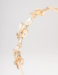 Gold Small Leafy Crystal Headband - link has visual effect only