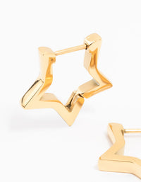 Gold Plated Surgical Steel Star Outline Huggie Earrings - link has visual effect only