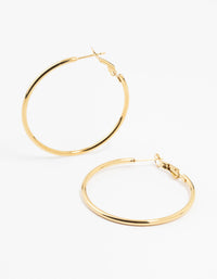 Gold Plated Surgical Steel Thin Hoop Earrings 40 MM - link has visual effect only