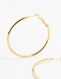 Gold Plated Surgical Steel Thin Hoop Earrings 40 MM - link has visual effect only