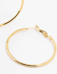 Gold Plated Surgical Steel Thin Hoop Earrings 40 MM - link has visual effect only