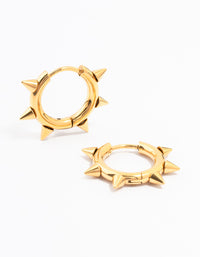 Gold Plated Surgical Steel Classic Spikey Huggie Earrings - link has visual effect only