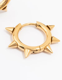 Gold Plated Surgical Steel Classic Spikey Huggie Earrings - link has visual effect only