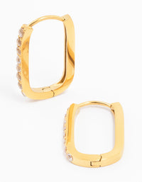 Gold Plated Surgical Steel Diamante Oval Hoop Earrings - link has visual effect only