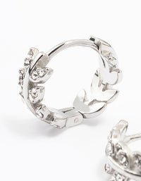 Surgical Steel Diamante Leaf Huggie Earrings - link has visual effect only