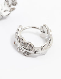 Surgical Steel Diamante Leaf Huggie Earrings - link has visual effect only