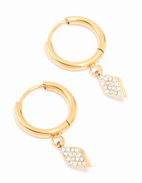 Gold Plated Surgical Steel Pave Diamante Charm Huggie Earrings - link has visual effect only