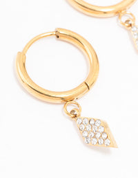 Gold Plated Surgical Steel Pave Diamante Charm Huggie Earrings - link has visual effect only