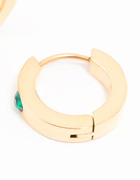 Gold Plated Surgical Steel Round Diamante Classic Huggie Earrings - link has visual effect only