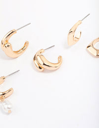 Gold Multi Hoop Pearl Earring Pack - link has visual effect only