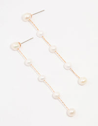 Rose Gold Plated Freshwater Pearl Long Drop Earrings - link has visual effect only