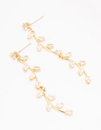 Gold Plated Long Winding Cubic Zirconia Drop Earrings - link has visual effect only