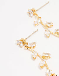 Gold Plated Long Winding Cubic Zirconia Drop Earrings - link has visual effect only