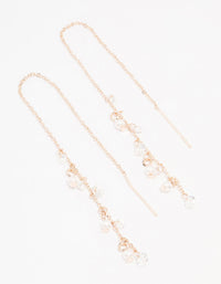 Rose Gold Plated Mini Pearl & Crystal Threader Drop Earrings - link has visual effect only