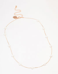 Rose Gold Plated Freshwater Pearl Dotted Fine Necklace - link has visual effect only