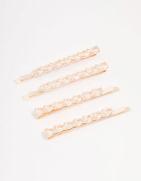 Rose Gold Pear Crystal Hair Clip 4-Pack - link has visual effect only