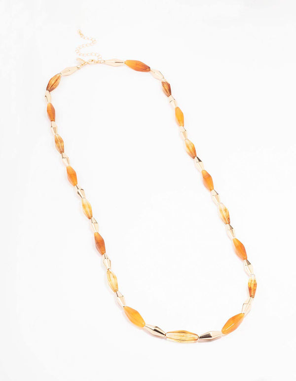 Long Beaded Orange Stone Necklace Lovisa