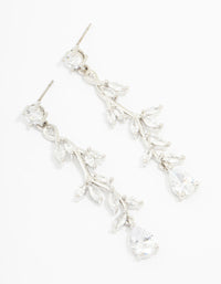 Rhodium Cubic Zirconia Vine Leaf Drop Earrings - link has visual effect only