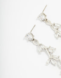 Rhodium Cubic Zirconia Vine Leaf Drop Earrings - link has visual effect only