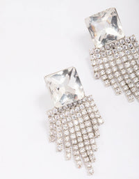 Silver Square Cup Chain Drop Earrings - link has visual effect only