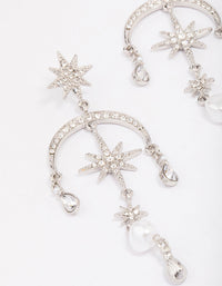 Rhodium Celestial & Pearl Drop Earrings - link has visual effect only