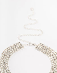 Rhodium Multi Row Diamante Necklace - link has visual effect only